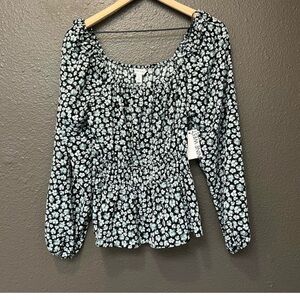 Women's Nine West Squareneck Peplum Blouse